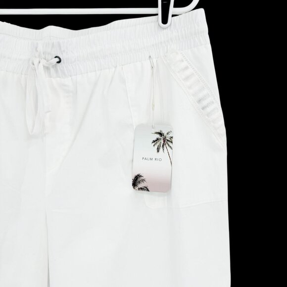Palm Rio Womens Pull-on Elastic/Drawstring Stretch Poplin White Capris Sz XL NWT - Picture 4 of 11
